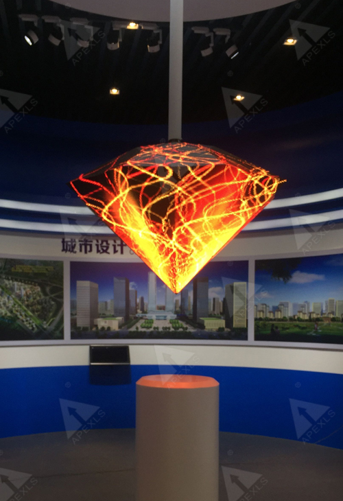 Indoor P6 diamond shaped LED display in Museum