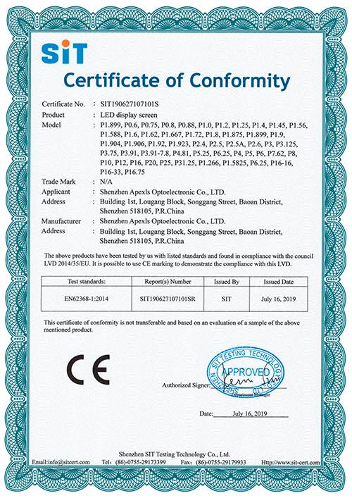 CE-LVD certificate of the company's products